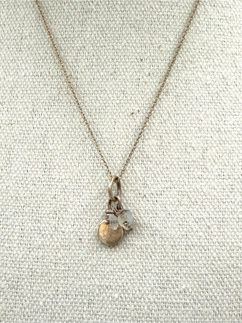 Baroni Designs 925 Sterling Silver 3 Moonstone Charms Dainty Necklace Jewelry